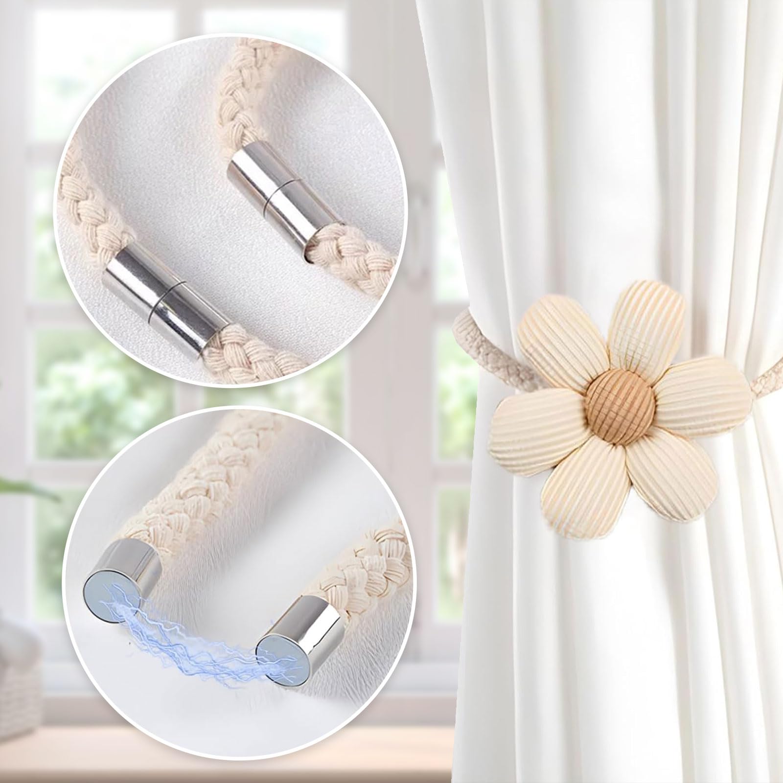 DEFIYEAR 2PCS Magnetic Curtain Tie Backs - Image 3