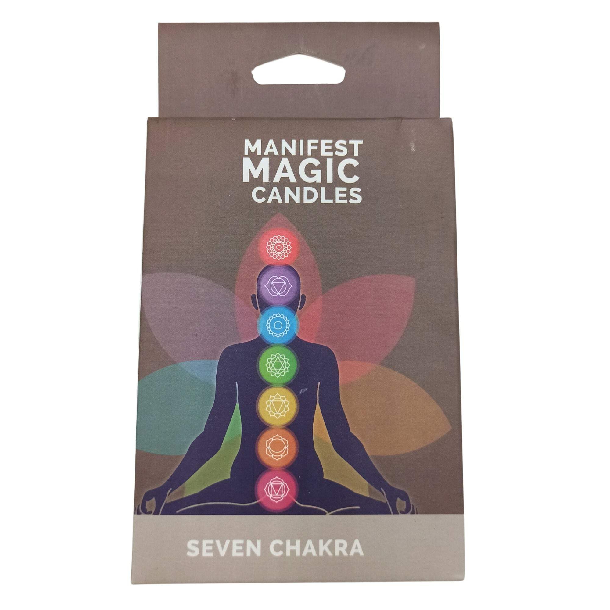 Seven Chakra Candles (Pack of 7) Manifest Balance Rainbow Manifesto - 90 minutes Burn Time, Soy Wax. Meditation & Spiritual Enhancer, Grounding Energy, Magic Gift Set