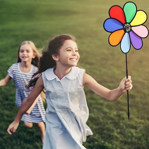 Miniatura 2 de Molino de viento de flores coloridas, molino de viento, 2 piezas, molino de viento de girasol, molino de viento, estaca, césped, patio, fiesta,