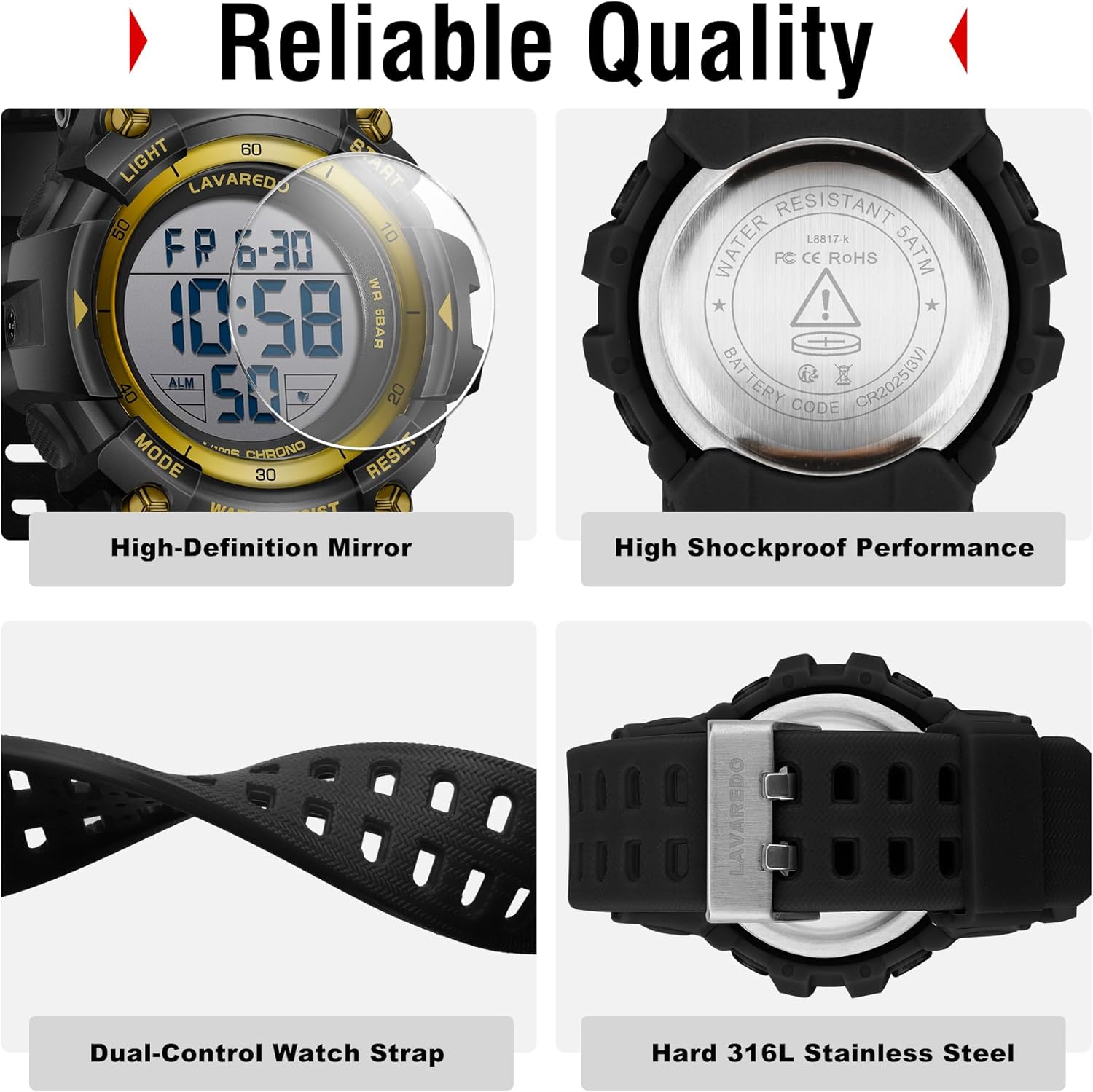 Men's Digital Watch Sports Outdoor Waterproof Watches for Men with LED Backlight Alarm Stopwatch Mens Watches Digital Chronograph Military Date - Image 2