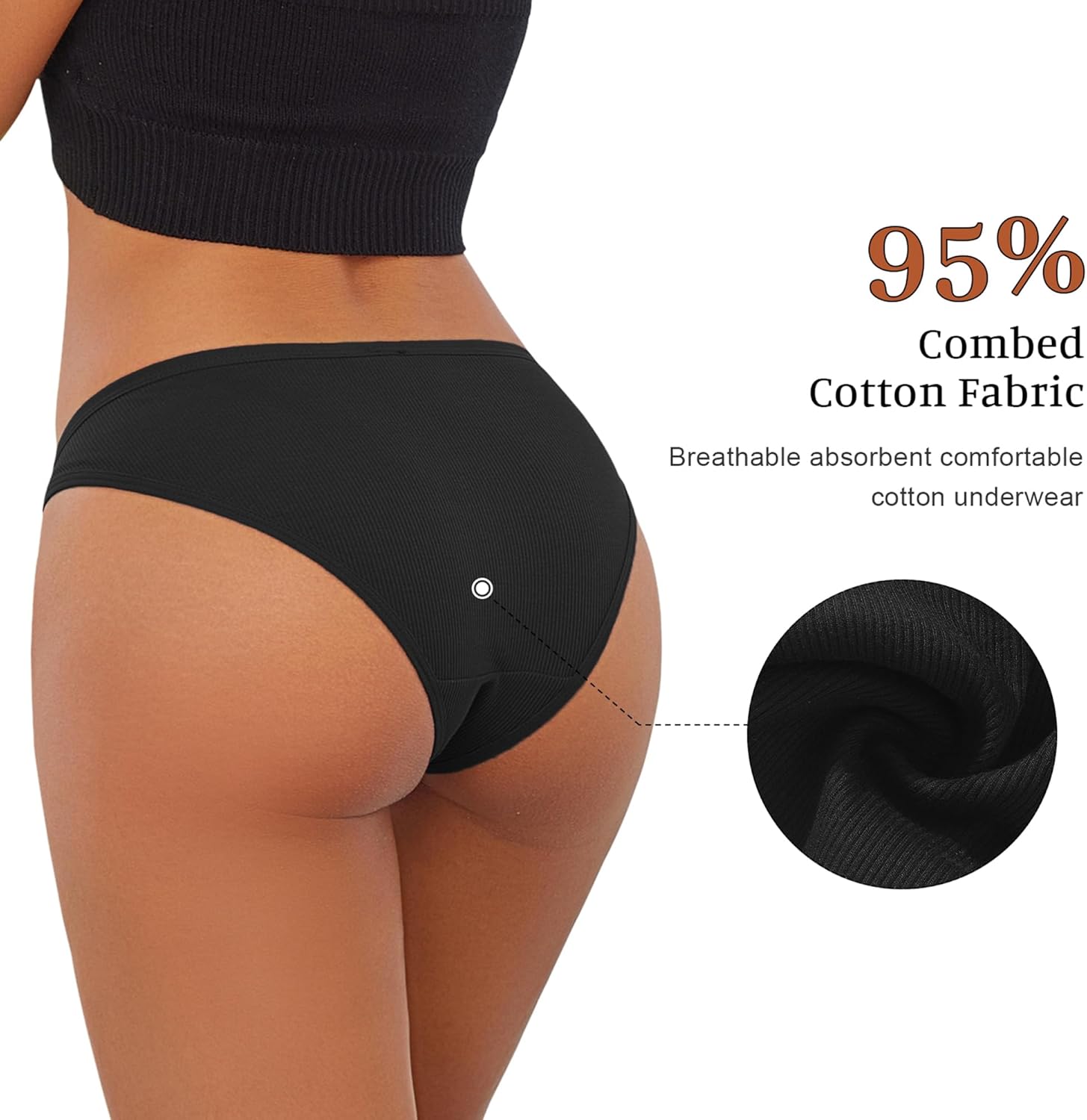 XI LIU Cotton Underwear for Women Soft Stretch Women's Cotton Bikini Panties 6 Pack - Image 7