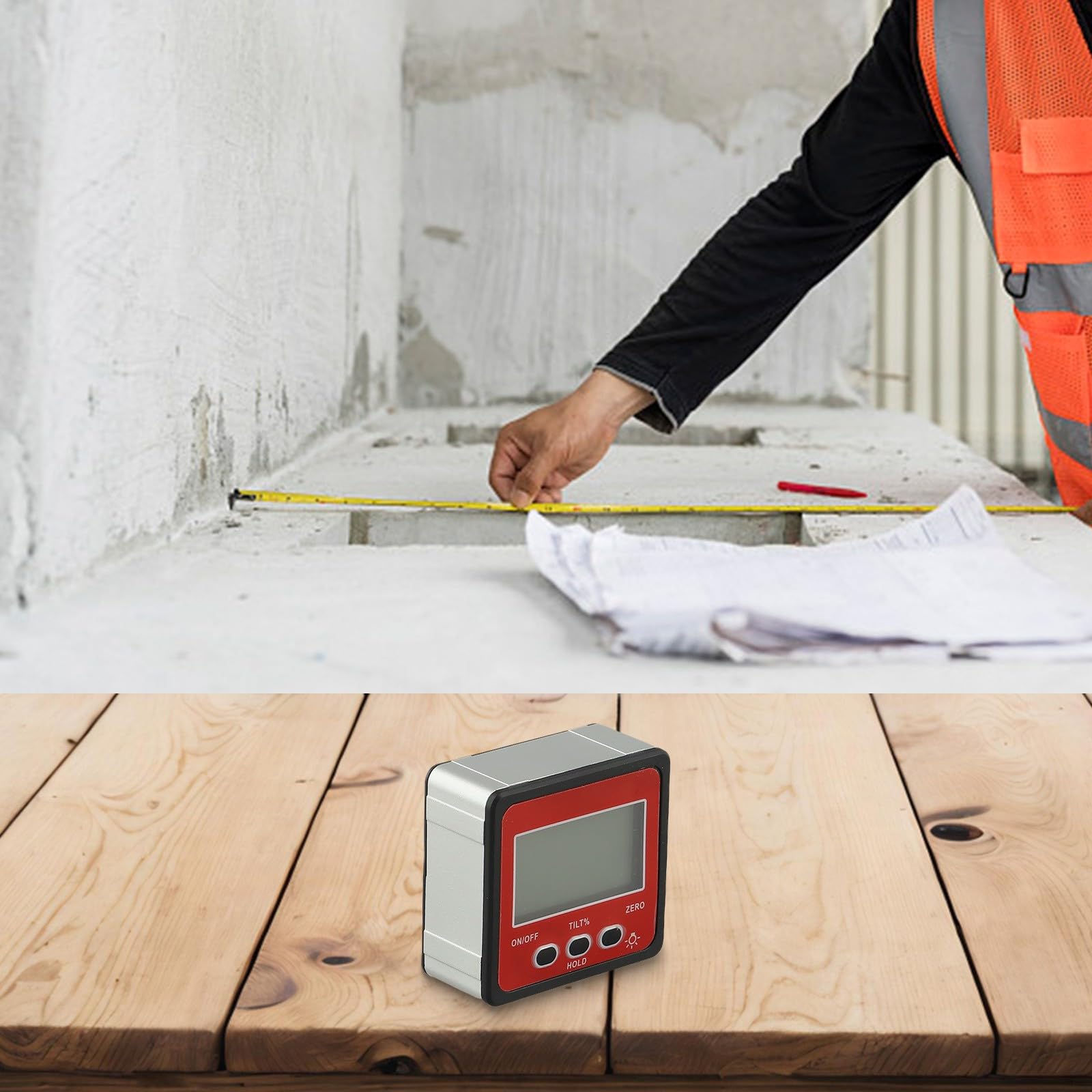 Digital Protractor Inclinometer Level Meter with 4×90° Range, 0.05° Resolution & Magnetic Base for Carpentry, Machining and Auto Repair – LCD Bac