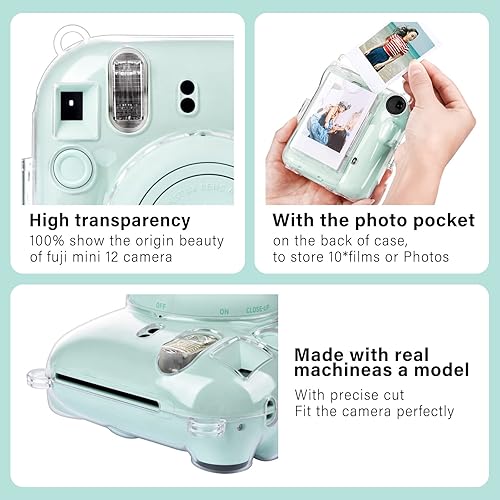 Miniatura 4 de MUZIRI KINOKOO Funda transparente para cámara instantánea Fuji Instax Mini 12Fuji Mini 12, funda protectora de PVC duro con bolsillo para fotos para