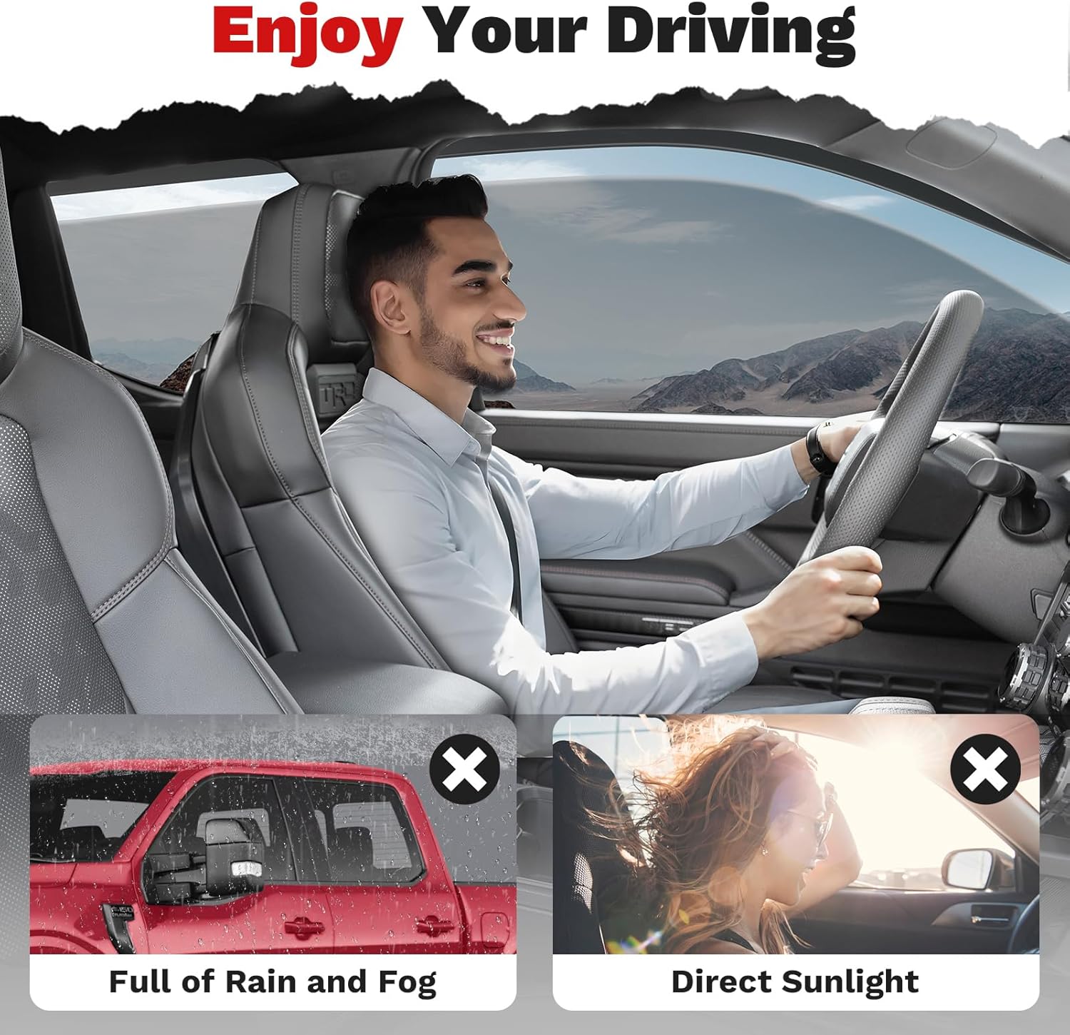 Window Visors Rain Guards for 2015-2025 2026 Ford F150 SuperCrew/2017-2025 2026 F250/F350/F450/F550/Super Duty Crew Cab, Tape-On Side Window Wind Deflectors Vent Visors Shades Rainproof 4PCS