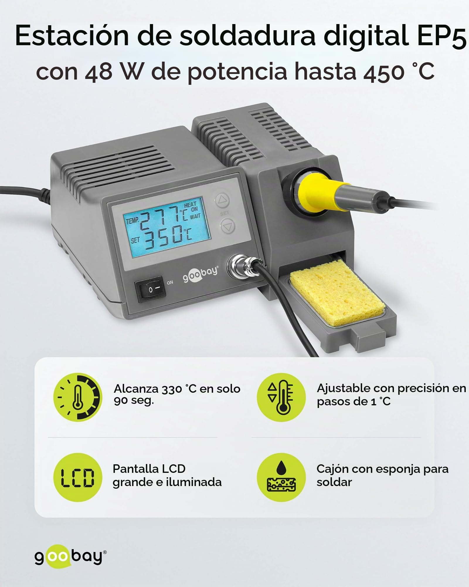 Fixpoint EP5 - Estación de soldadura digital Kit del Soldador Con pantalla LCD 51098