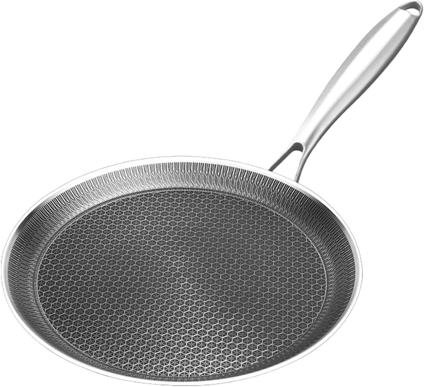 Patelnia do naleśników ze stali nierdzewnej, nieprzywierająca, na kemping, do grillowania, ze stali nierdzewnej, z powłoką o strukturze plastra miodu, kompatybilna z kuchenkami gazowymi i