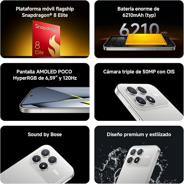 XIAOMI XIAOMI POCO F8 Pro - Smartphone 12+512GB, Triple Camera 50MP with OIS, 6.59" 120Hz AMOLED Screen, Snapdragon 8 Elite, Hypercharge 100W, Charger Not Included, Titanium Silver (ES Version) in use