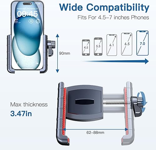 Miniatura 6 de Soporte de teléfono para bicicleta, bloqueo rápido, apto para cámaras, soporte de teléfono de motocicleta, abrazadera para manillar para cochecito,