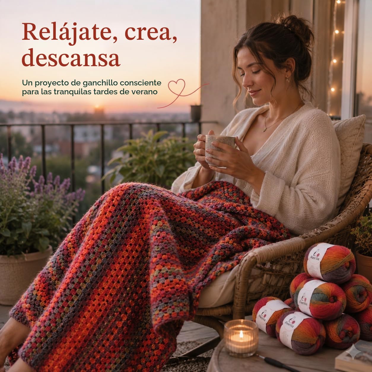 Aeelike Kit de ganchillo para principiantes, manta arcoíris degradado, kit completo de ganchillo para principiantes con hilo de lana suficiente y cálido, tutoriales de videos, kits de tejer fáciles
