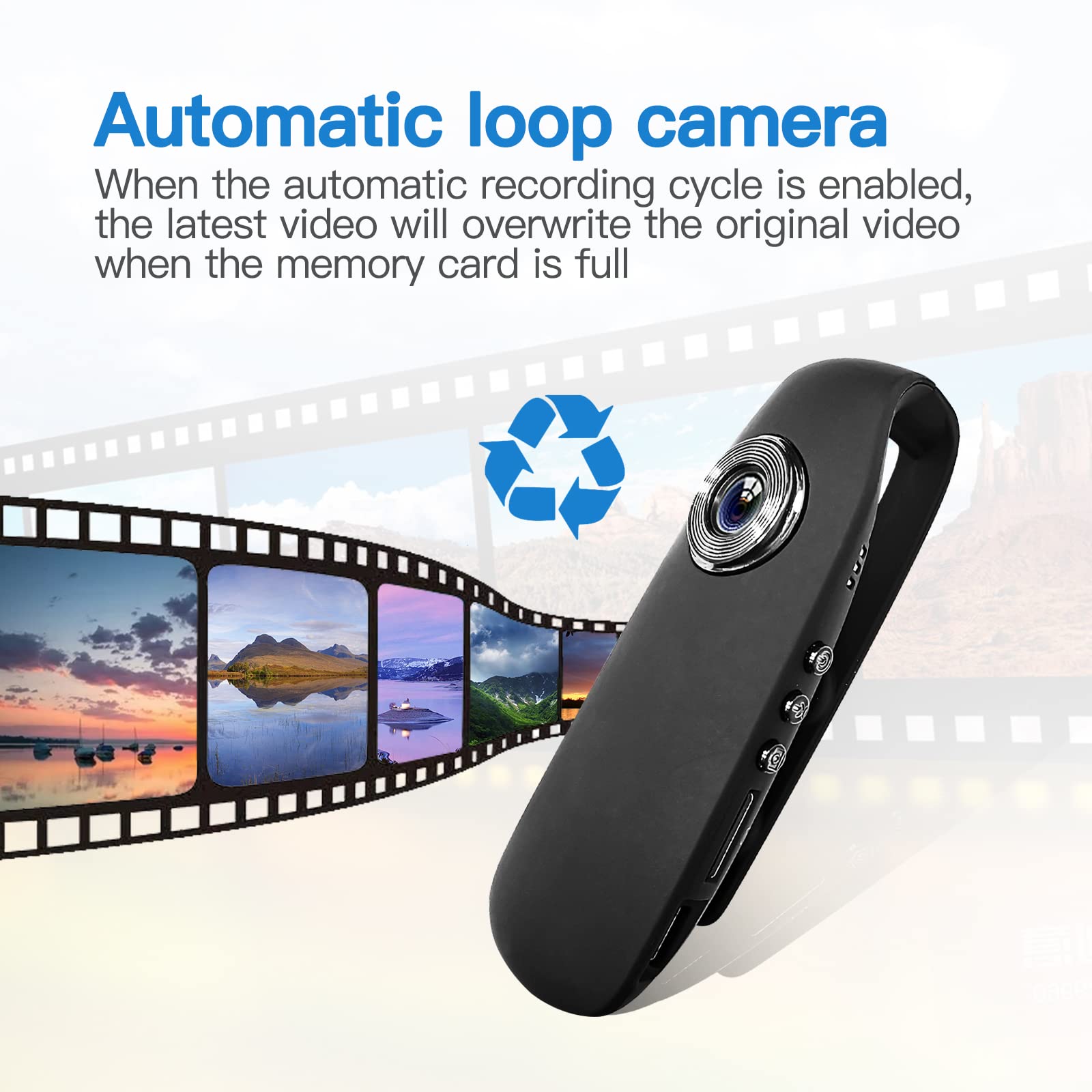 CAMMHD 1080P 32GB Körperkamera Full HD Portable Bodycam One-Key-Aufnahme Bewegungserkennung, 3-7 Stunden Aufnahme, Unterstützung OTG Verbindung (Maximale Unterstützung 512GB)