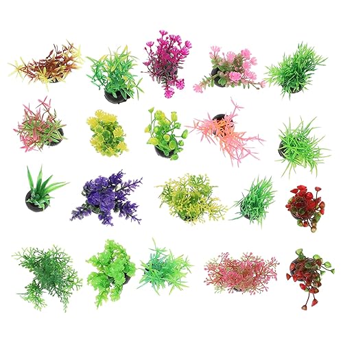 SEWACC 20pcs Artificial Fish Tank Plants Plastic Grass Plants Aquarium