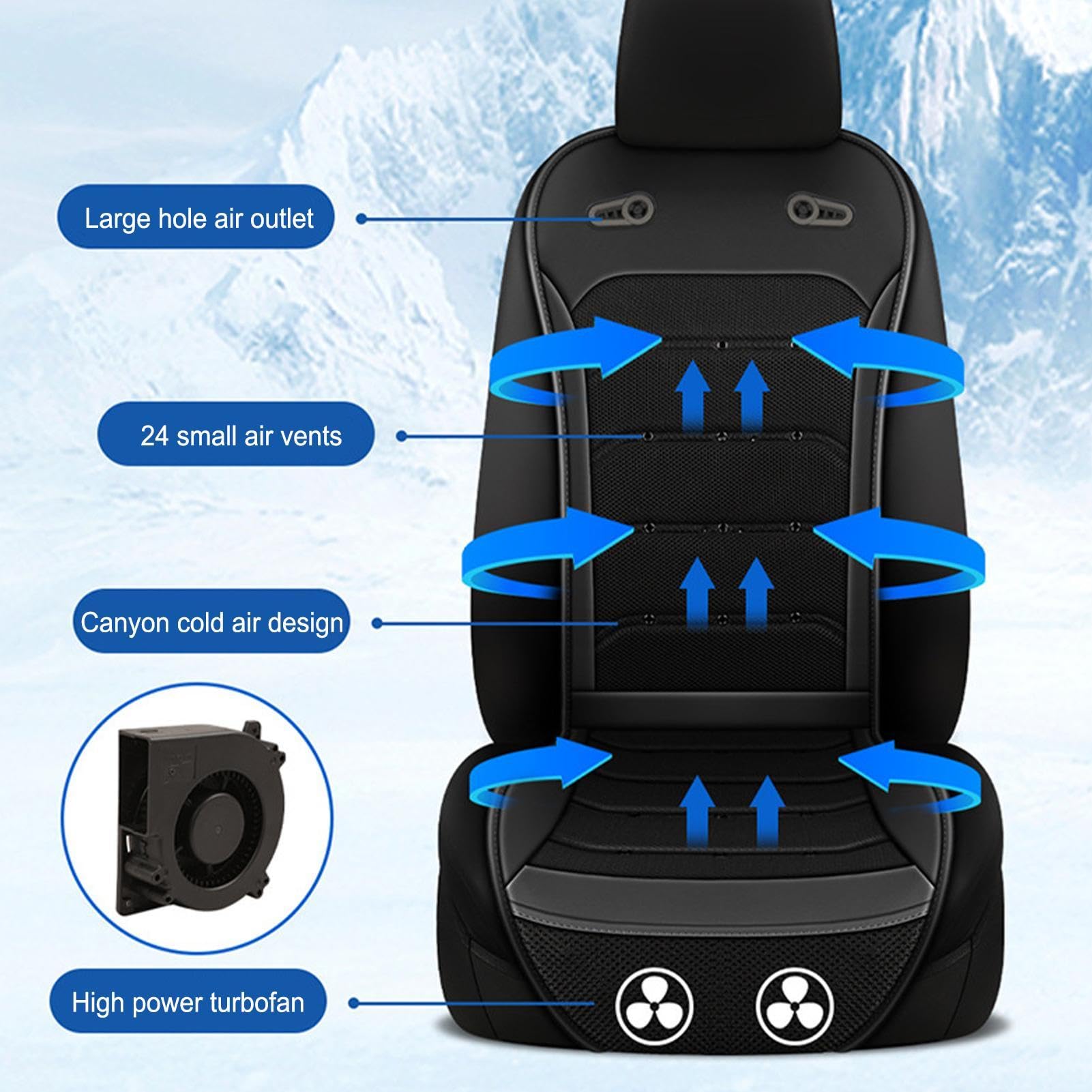 Cojín de asiento de aire de refrigeración,Cojín de asiento de refrigeración,Cojín enfriador para asiento de coche | Almohadillas para fundas de asientos de automóvil con refrigeración ventilada para S