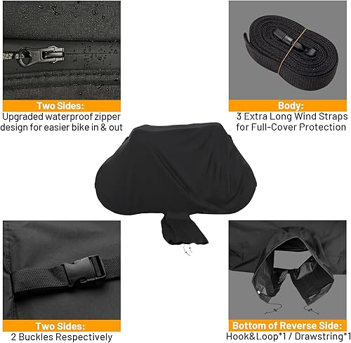 Miniatura 4 de Favoto Funda de bicicleta para transporte de 2 bicicletas, cubierta impermeable para bicicleta al aire libre en el portabicicletas trasero, 600D