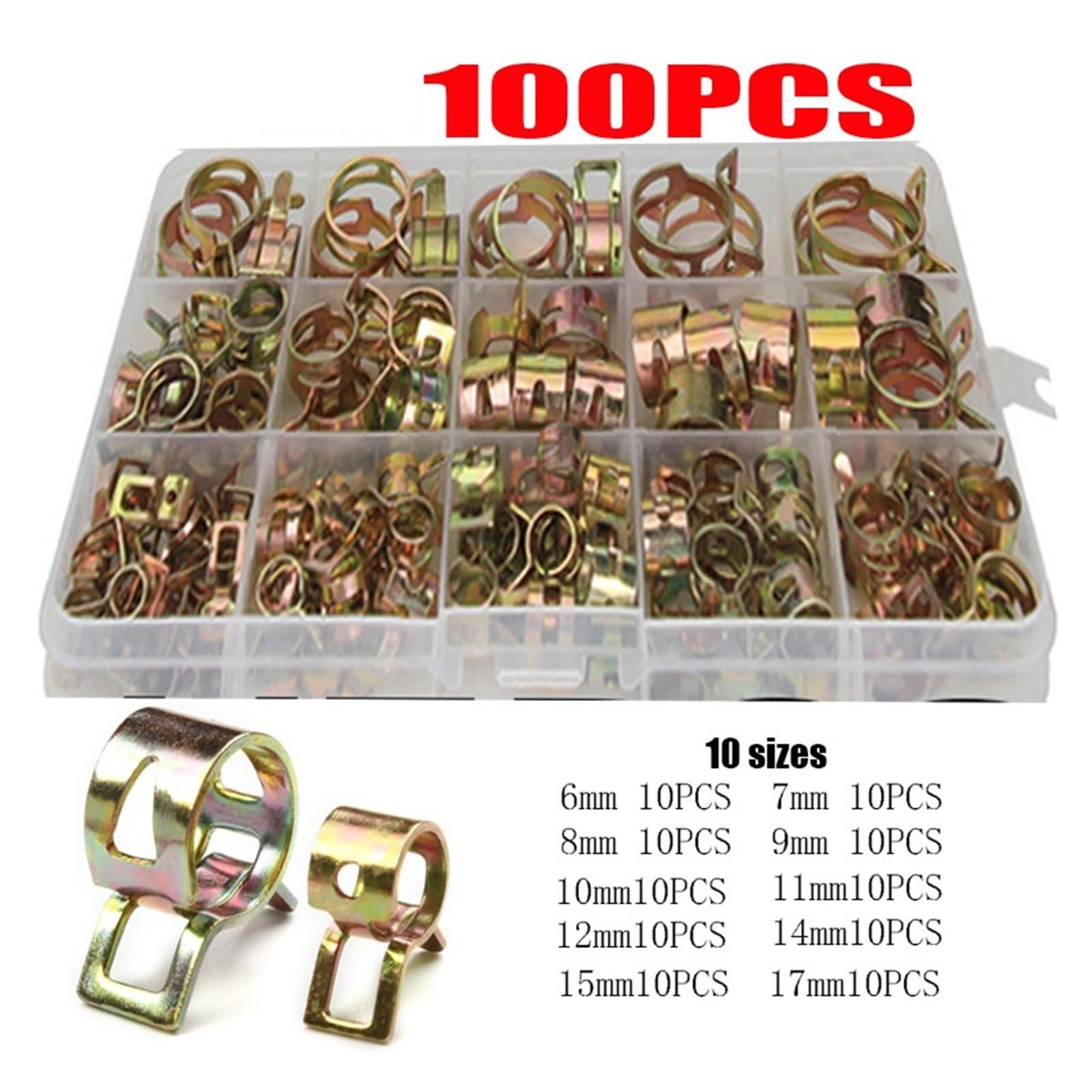 Clip a molla per tubo flessibile di fissaggio 75/100/155 pezzi clip a molla per tubo dell'acqua Clip per tubo di fissaggio (155 pezzi, 6-22 mm)