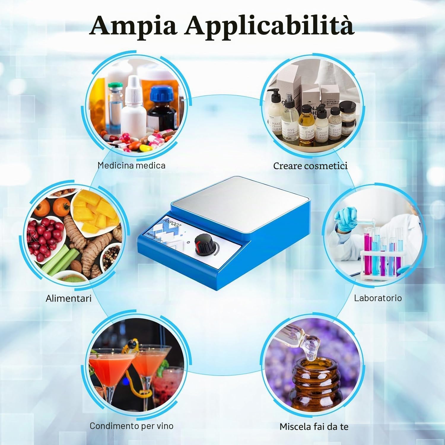 Agitatore magnetico professionale con piastra di agitazione | miscelatore magnetico 3000 RPM | 4 barre incluse | agitatori da laboratorio 3000 mL | acciaio inossidabile 316 | senza riscaldamento