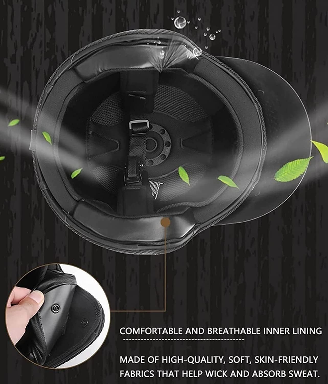 Cascos Abiertos De Moto Vintage DOTECE Homologado 3/4 Cuero Casco Moto Jet Abierto Custom Scooter para Mujer Hombre Adultos Cascos Motocicleta Cascos Half-Helmet