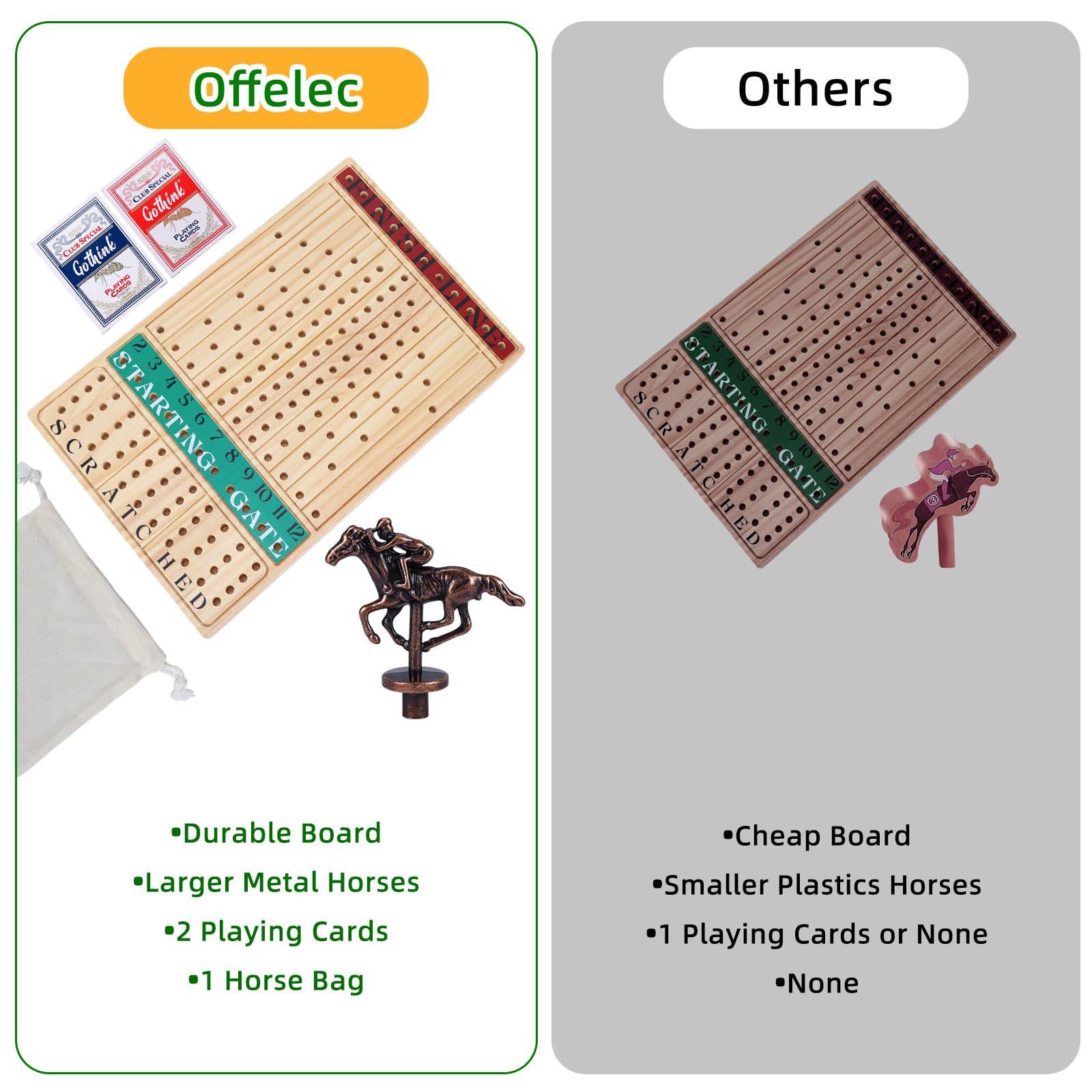 Horse Race Board Game, Thickened Wooden Chessboard with 11 Luxurious Durable Metal Horses - Image 4