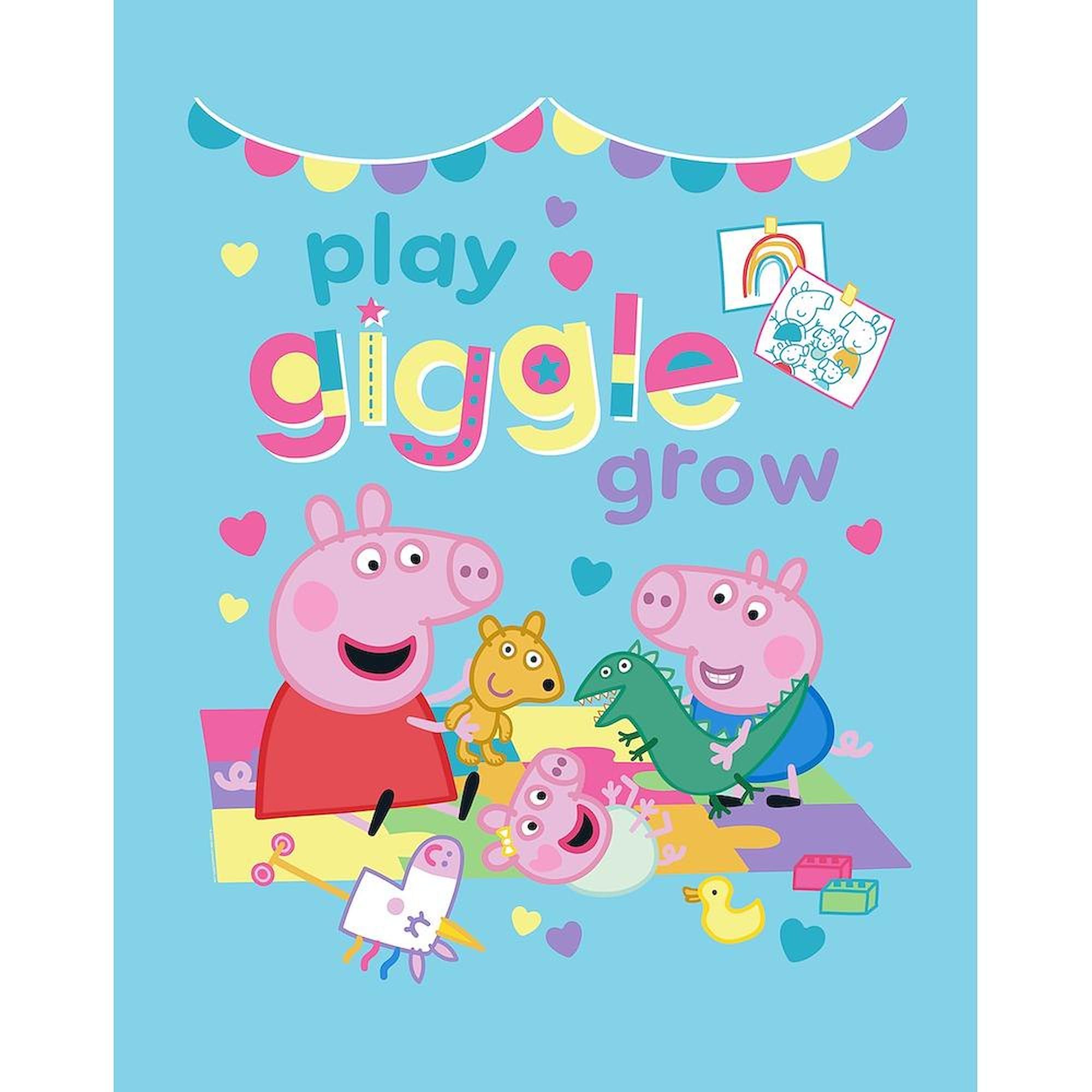 CafePress Peppa Pig: Play Giggle Grow Twin Duvet Cover, Printed Comforter Cover, Unique Bedding,