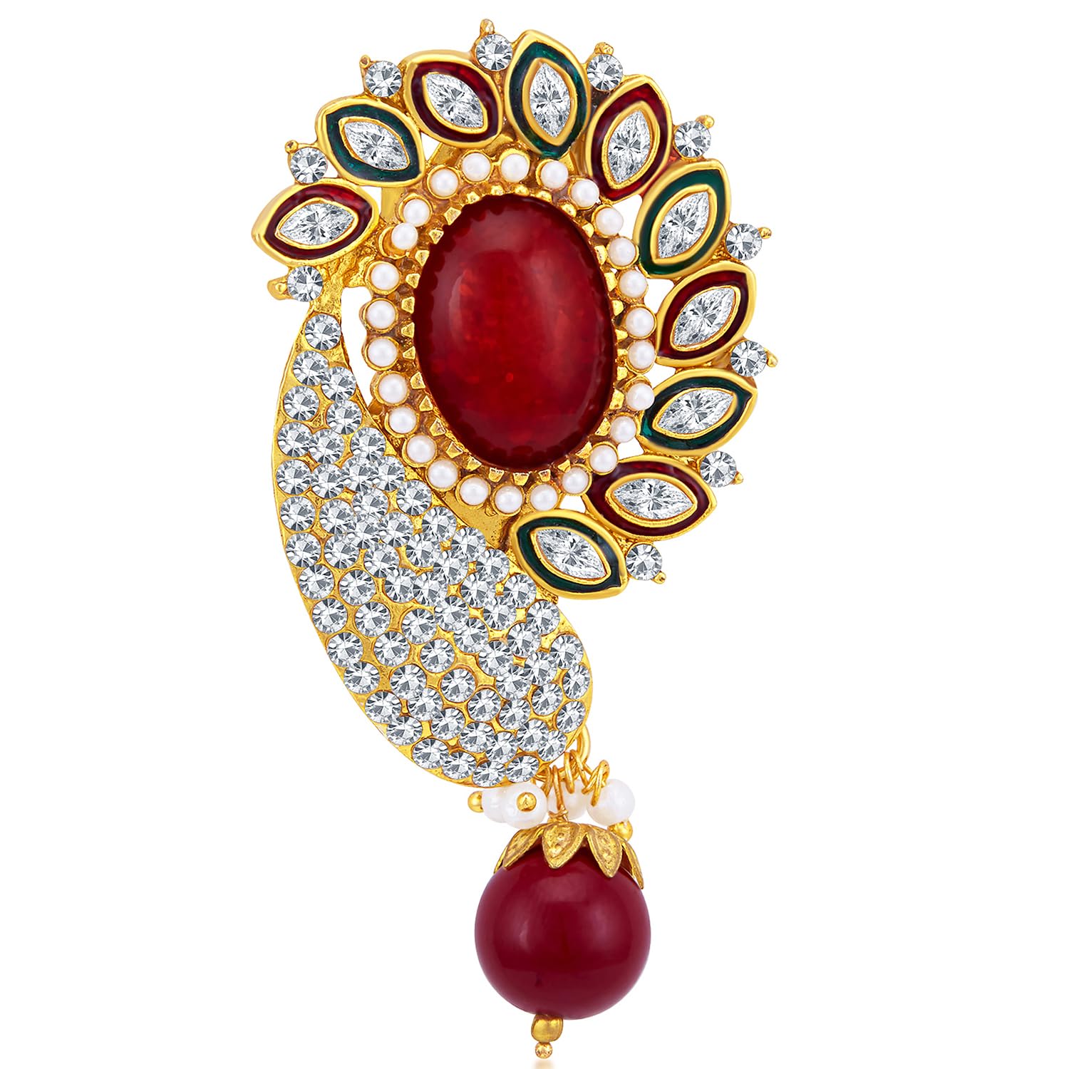 Sukkhi Glamorous Gold Plated Wedding Jewellery Austrian Diamond Brooch For Women (56004BRADM200)