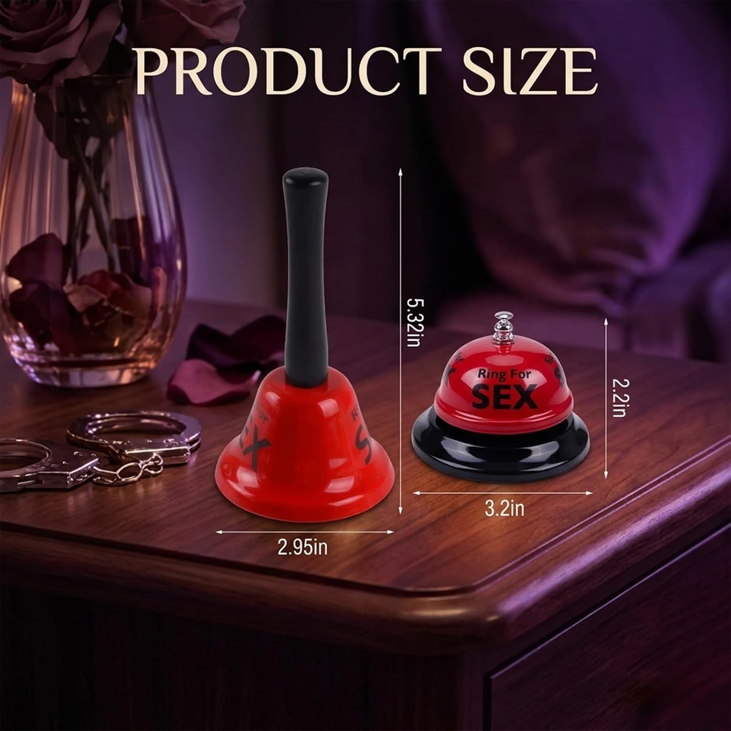 2 Pack Sex Game Ring for Sex Bell, Funny Sex Hand Bell & Novelty Desk Bell for Date Night Games, Romantic Couples Sex Toys Gift, SM Adult Games Novelty Gift Naughty Bedroom Accessory for Him and Her