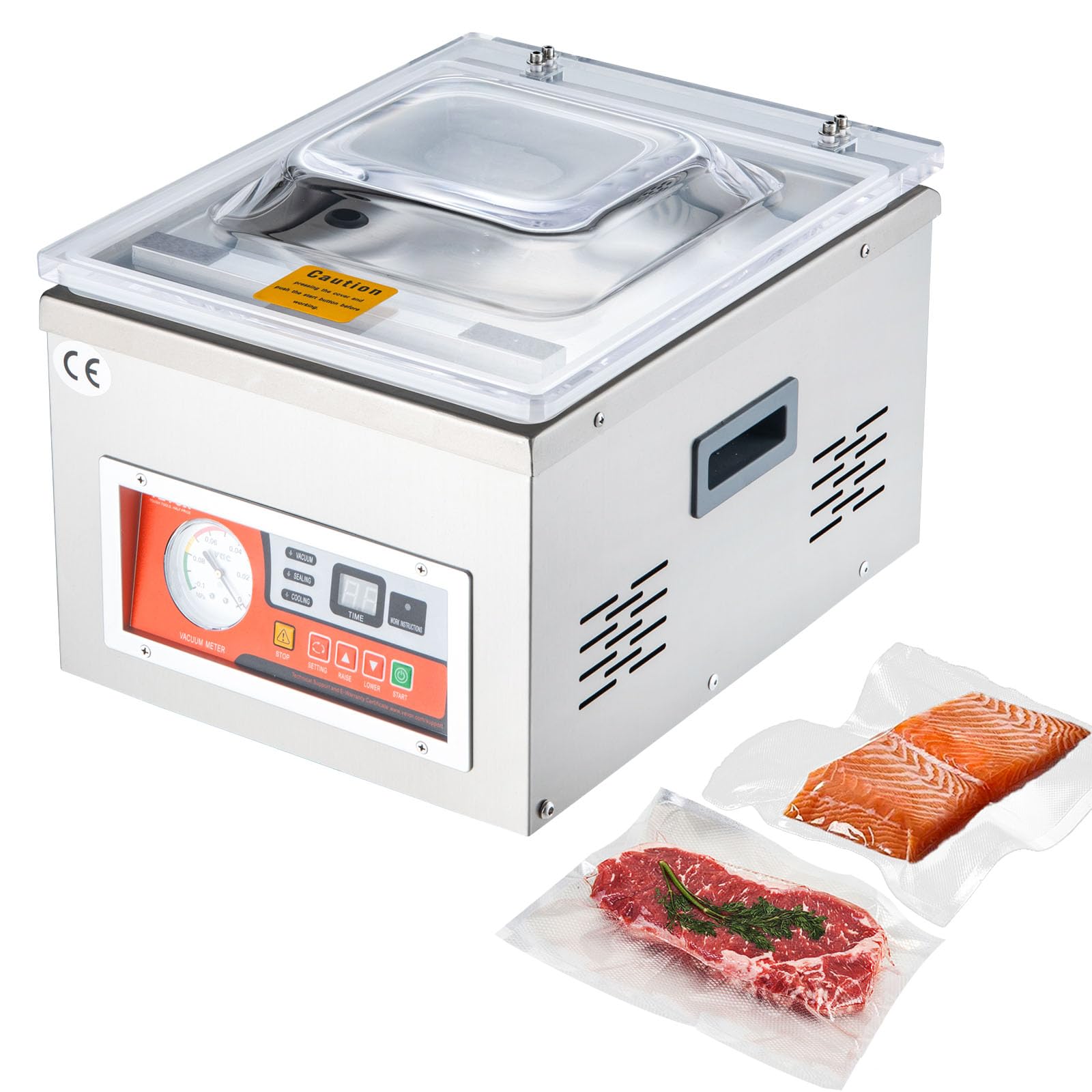 VEVOR Chamber Vacuum Sealer, DZ-260A 6.5 cbm/h Pump Rate, Excellent Sealing Effect with Automatic Control, 110V/60Hz Professional Foods Packaging Machine Used for Fresh Meats (260W)