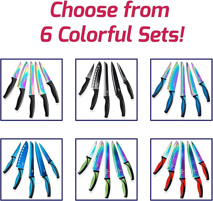 Set Cuchillos Cocina 5 Piezas Acero Inoxidable Titanio Cubiertas miniatura 6