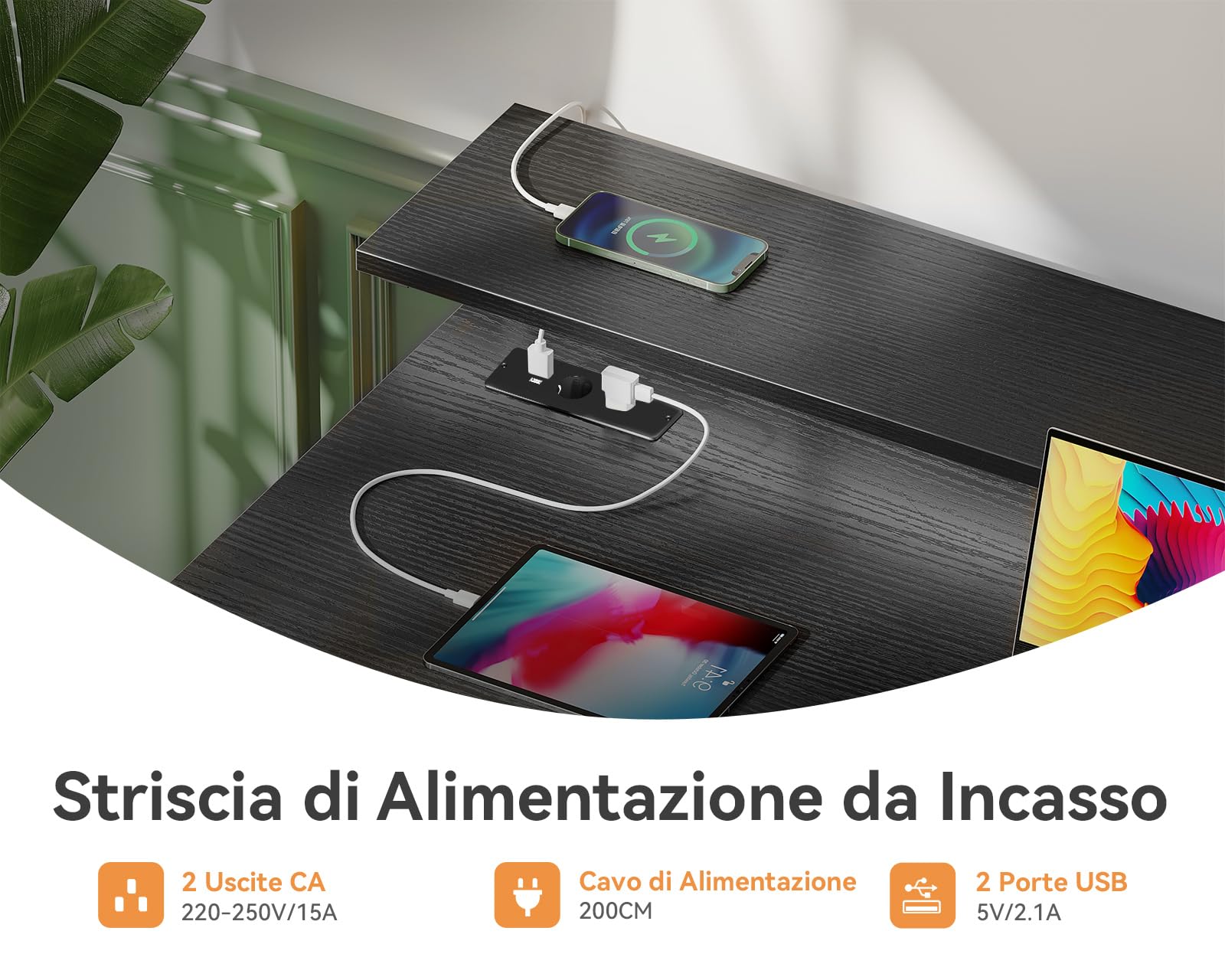ODK Scrivania con 4 Cassetti, 140x52x92cm Scrivania per Computer con Presa di Corrente e Ricarica USB, Scrivanie Gaming Tavolo Scrivanie con Ripiani Regolabili per la Casa, Nero