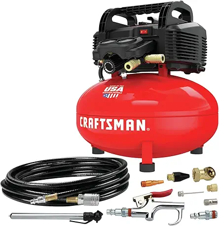 Craftsman Air Compressor, 6 Gallon, Pancake, Oil-Free with 13 Piece Accessory Kit (CMEC6150K)