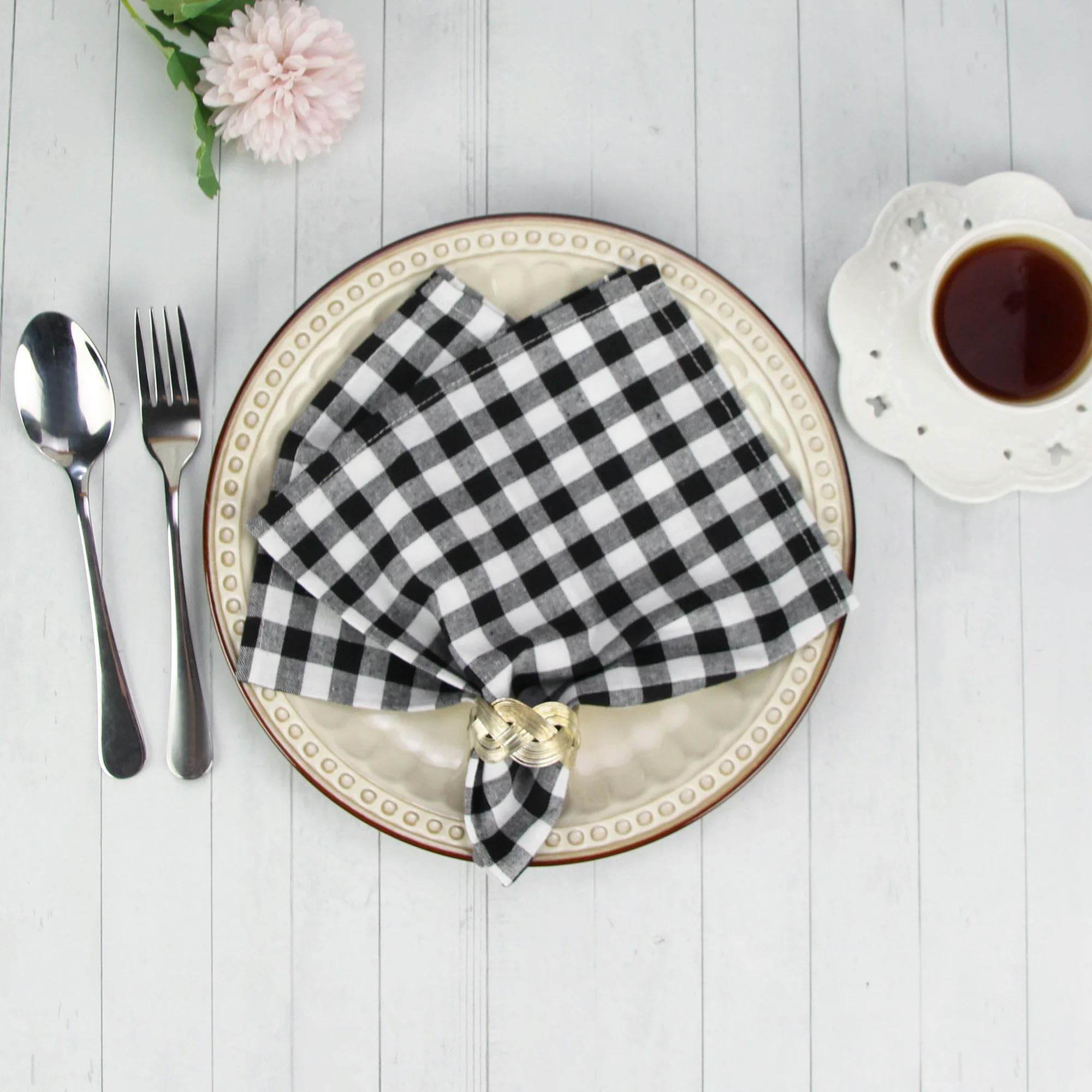 ANEIDA 20/40/60 pièces 45 * 45cm 18 * 18 Pouces café Bleu Buffle Serviettes en Tissu à Carreaux pour Le dîner de noël Cuisine Table napperon Tapis torchons