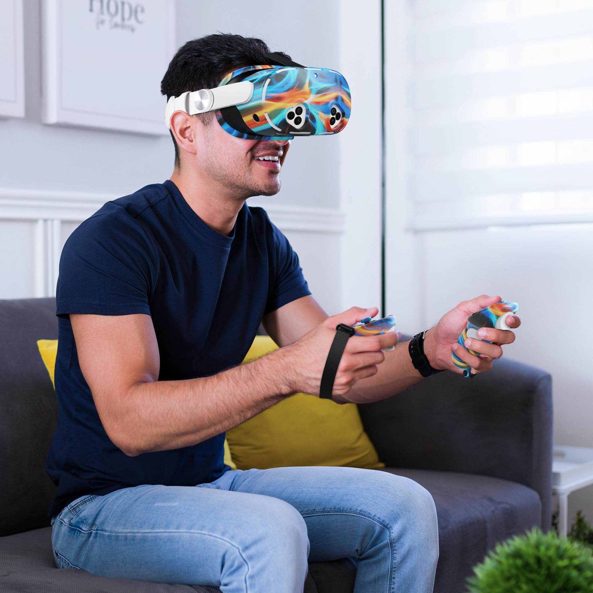 Compatibile con accessori Meta Quest 3s, cover in silicone, copertura per VR Shell, cover per controller touch, copertura per joystick, set di protezione per obiettivo fotocamera (colorato C)