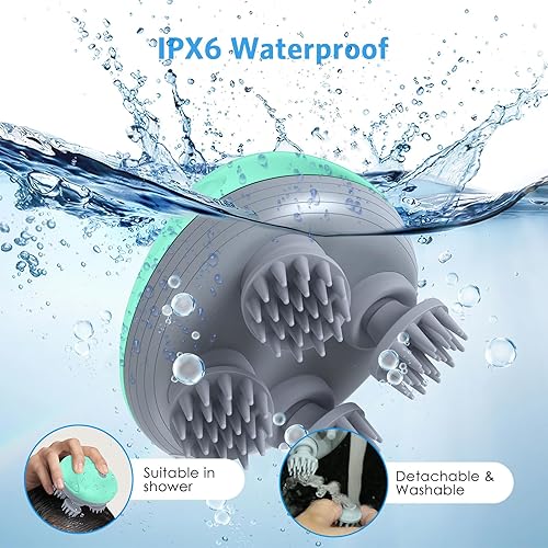 Miniatura 5 de AMIR Masajeador eléctrico de mano para el cuero cabelludo, masajeador de cabeza portátil con amasado 96 nodos de masaje, masajeador de cabeza para