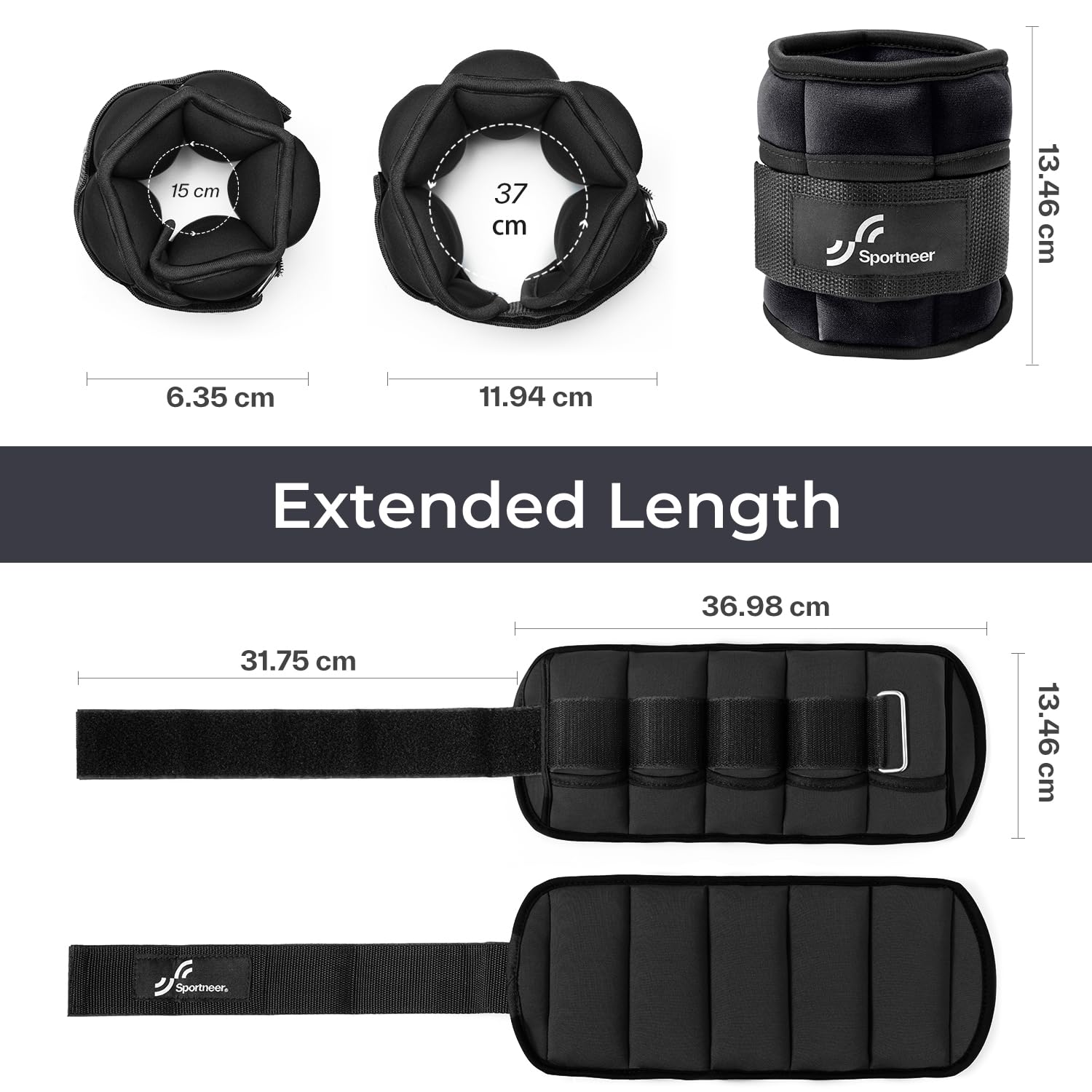 Sportneer Verstellbare Knöchelgewichte: 1 Paar 0,9/1,8/2,7/3,6/4,5 kg Handgelenkgewichte Beingewichte für Frauen Männer Gym Fitness Workout Walking Joggen 2,2 kg pro Knöchel, 4,5 kg pro Paar