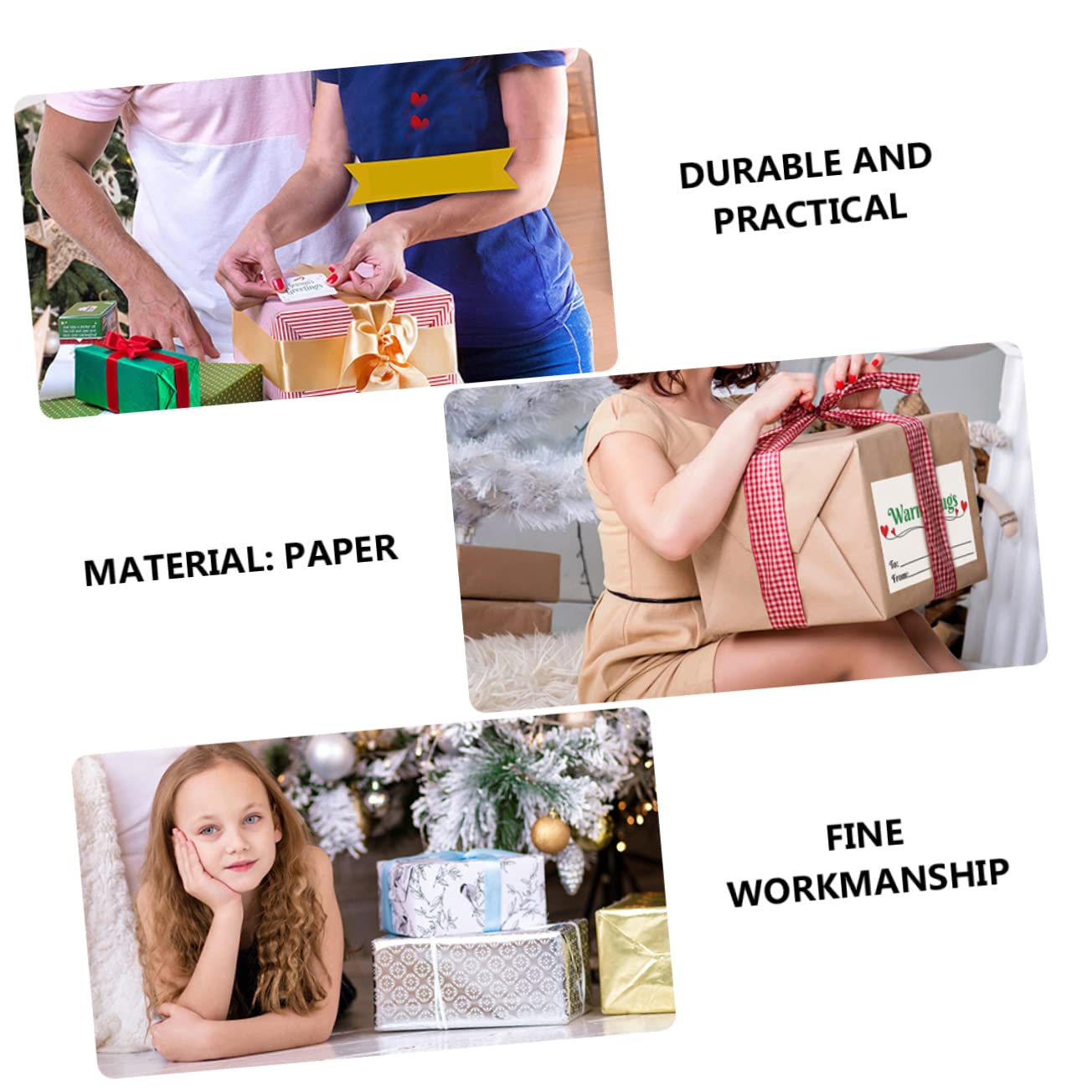 NUOBESTY 3 Rollen Selbstklebende Geschenkanhänger Namensschilder Für Weihnachten Aufkleber-etiketten Frohe Weihnachten-aufkleber Weihnachtsaufkleber Für Karten Urlaub Fenster Haftet Papier