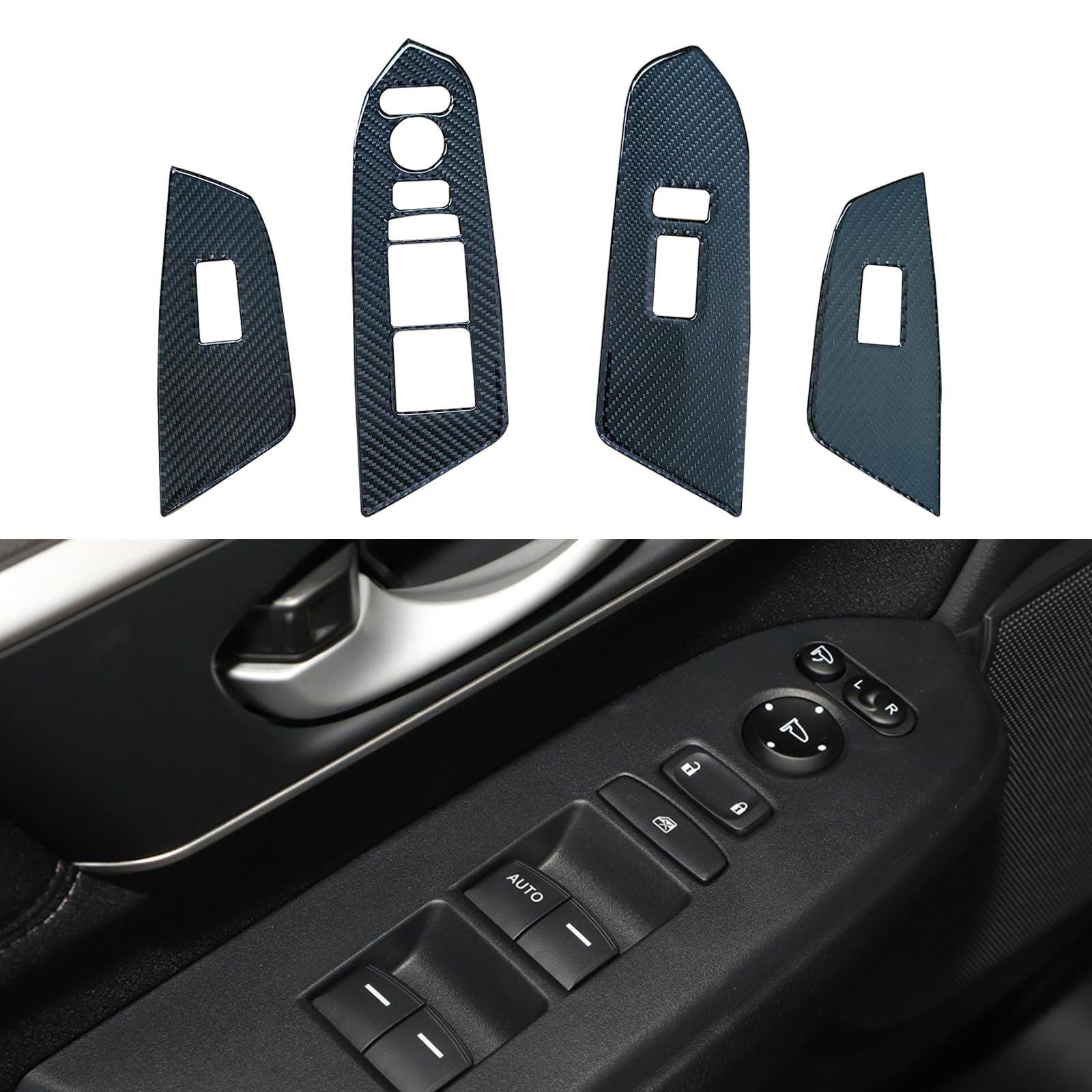 Houkr Auto Carbon Fiber Interior Decoration Accessories Windows Lift Switch Button Panel Door Armrest Trim Stickers for CRV 2017 2018 2019 2020 2021, 4PCS.