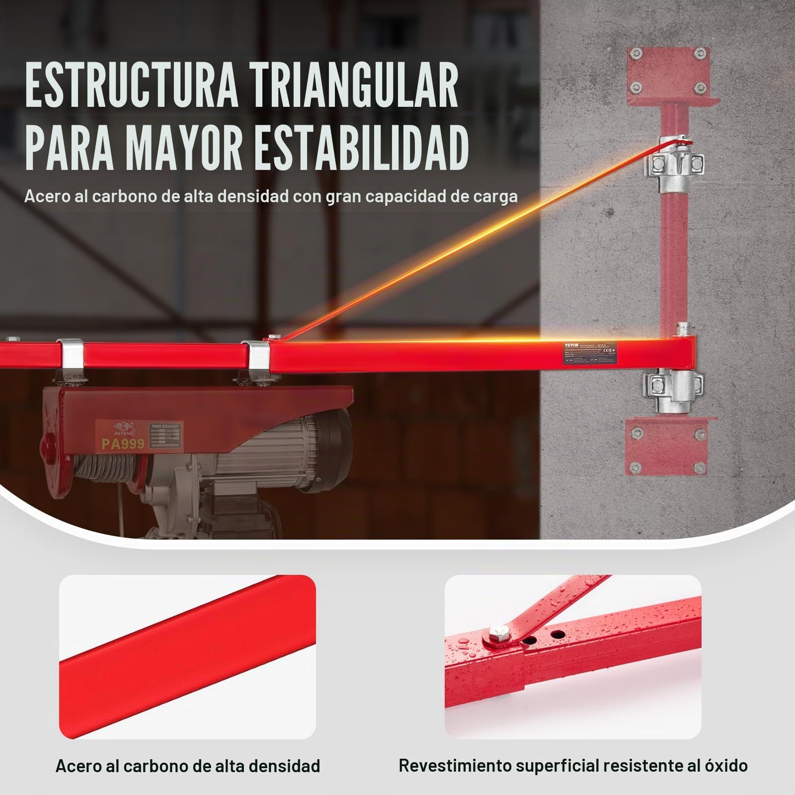 VEVOR Brazo de Soporte Polipasto Eléctrico Oscilante de Andamio, Capacidad Máxima de 600KG