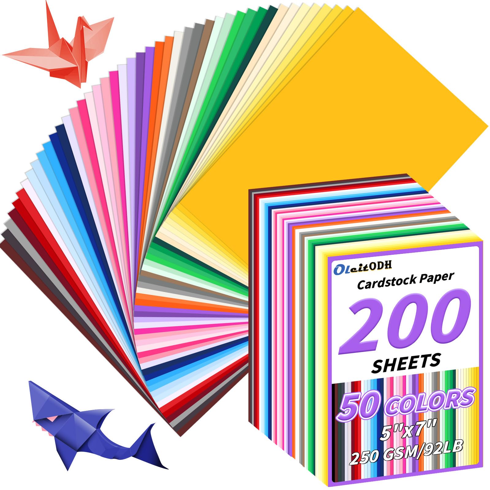 5" x 7" Cardstock, 200 Pack/50 Assorted Colors Colorful Thick Paper Cardstock Blank Colored Cards Stock for Invitations, Greeting Cards Making,