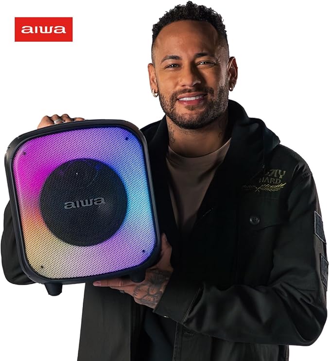 Caixa de Som PartyBox AIWA PB-07 Bluetooth 8H RGB USB TWS Preto Caixa de Som PartyBox AIWA PB-07 Bluetooth 8H RGB USB TWS Preto