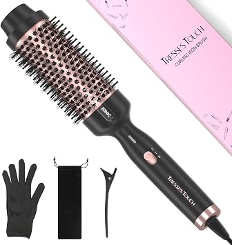 1.77 Inch Thermal Brush, Round Heated Hot Brush Blowout Ionic, Curling Brushes for All Hair, 2 Temperature Setting, Universal Voltage for Travel, Dual PTC, Not for Blow Drying, Rose Gold