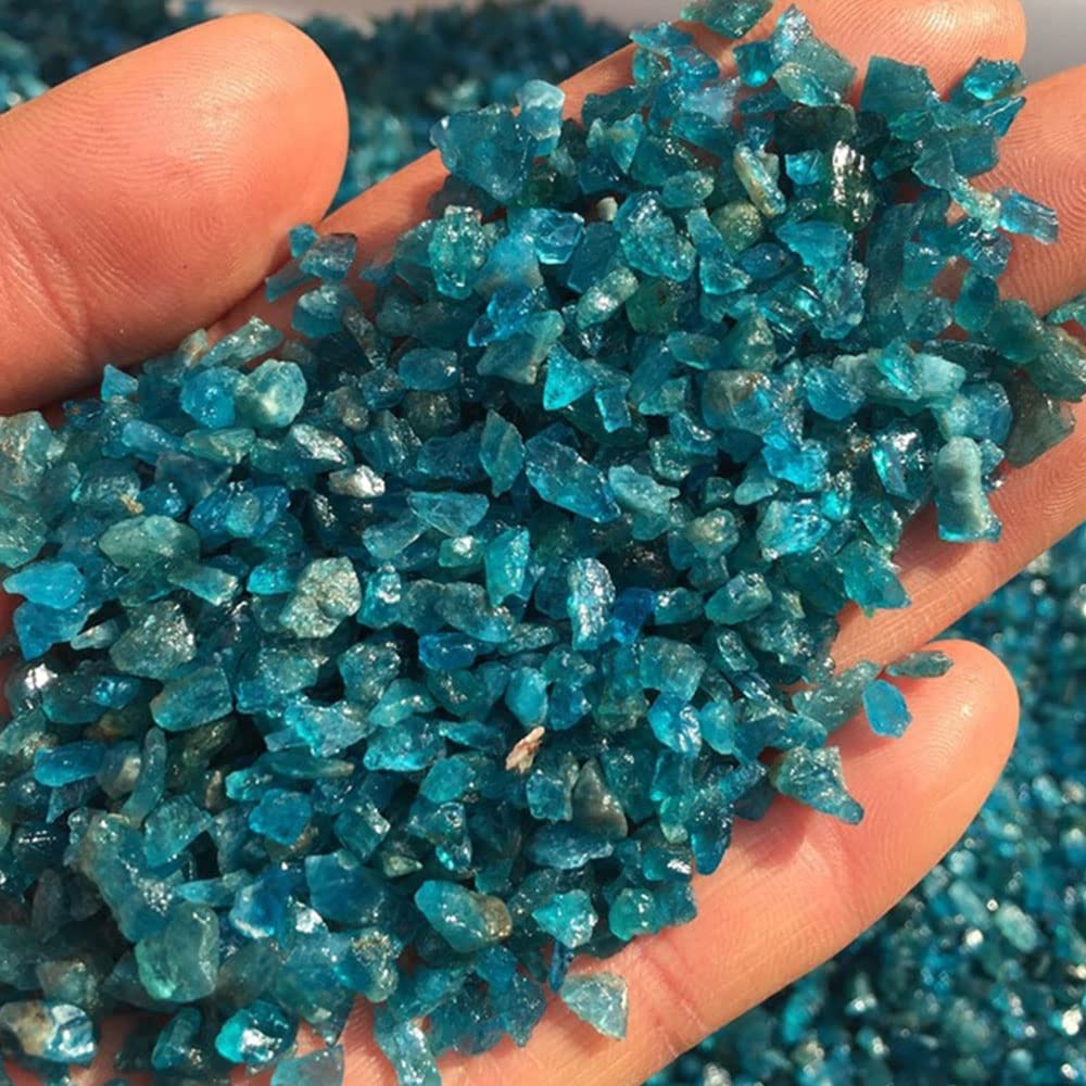 Paquete de 50g/100g de Grava de Cristal de apatita Azul Natural, decoración de la habitación del hogar, Acuario DIY QINTINYIN Cristales y Piedras (Size : 50g Pack)