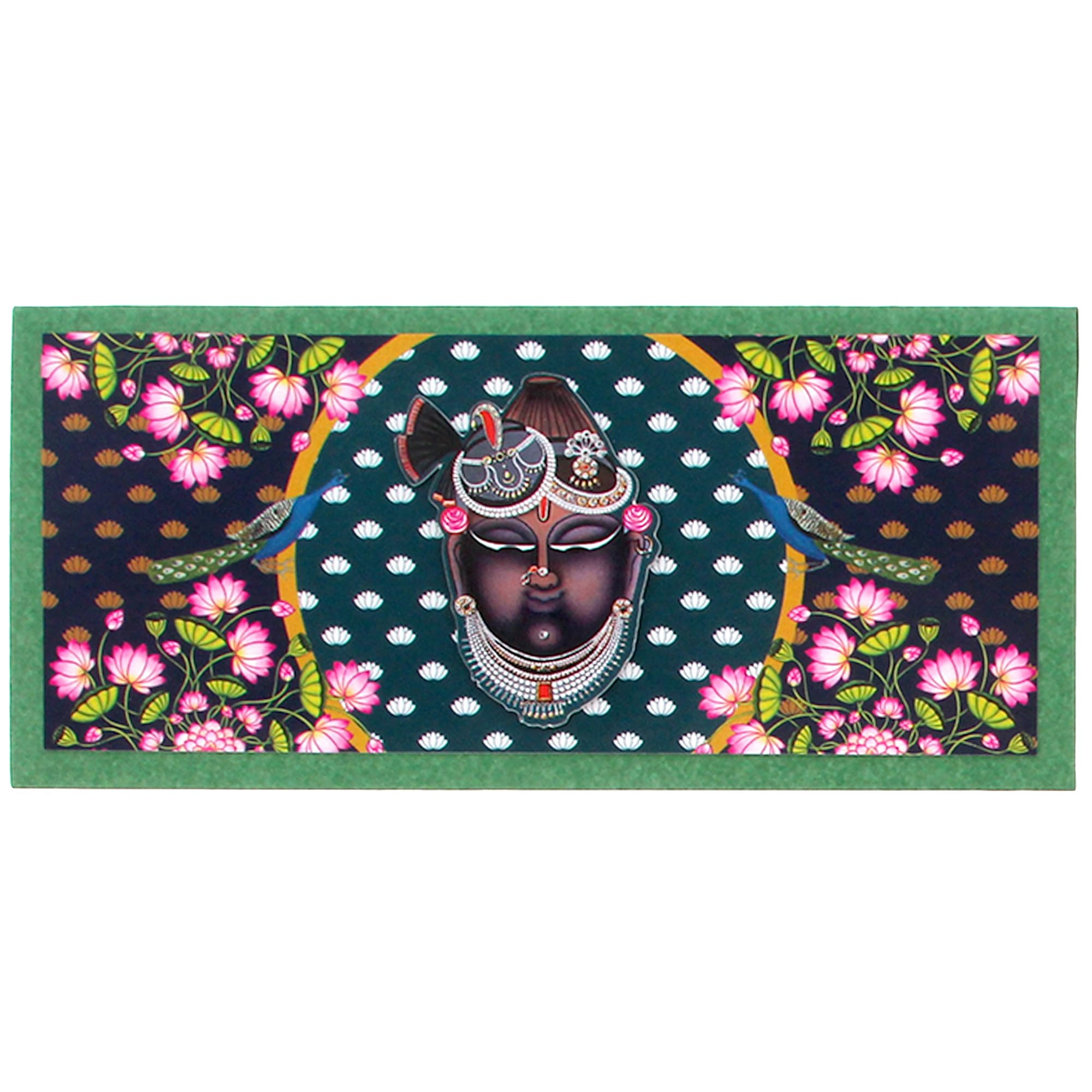 Shagun Envelopes Money Gift Cash Wallets Envelope Gifts Card Voucher Indian Fancy Holder Colourful Hindu God Goddess for Wedding Engagement Anniversary Diwali Invitation (Shreenathji - Green)