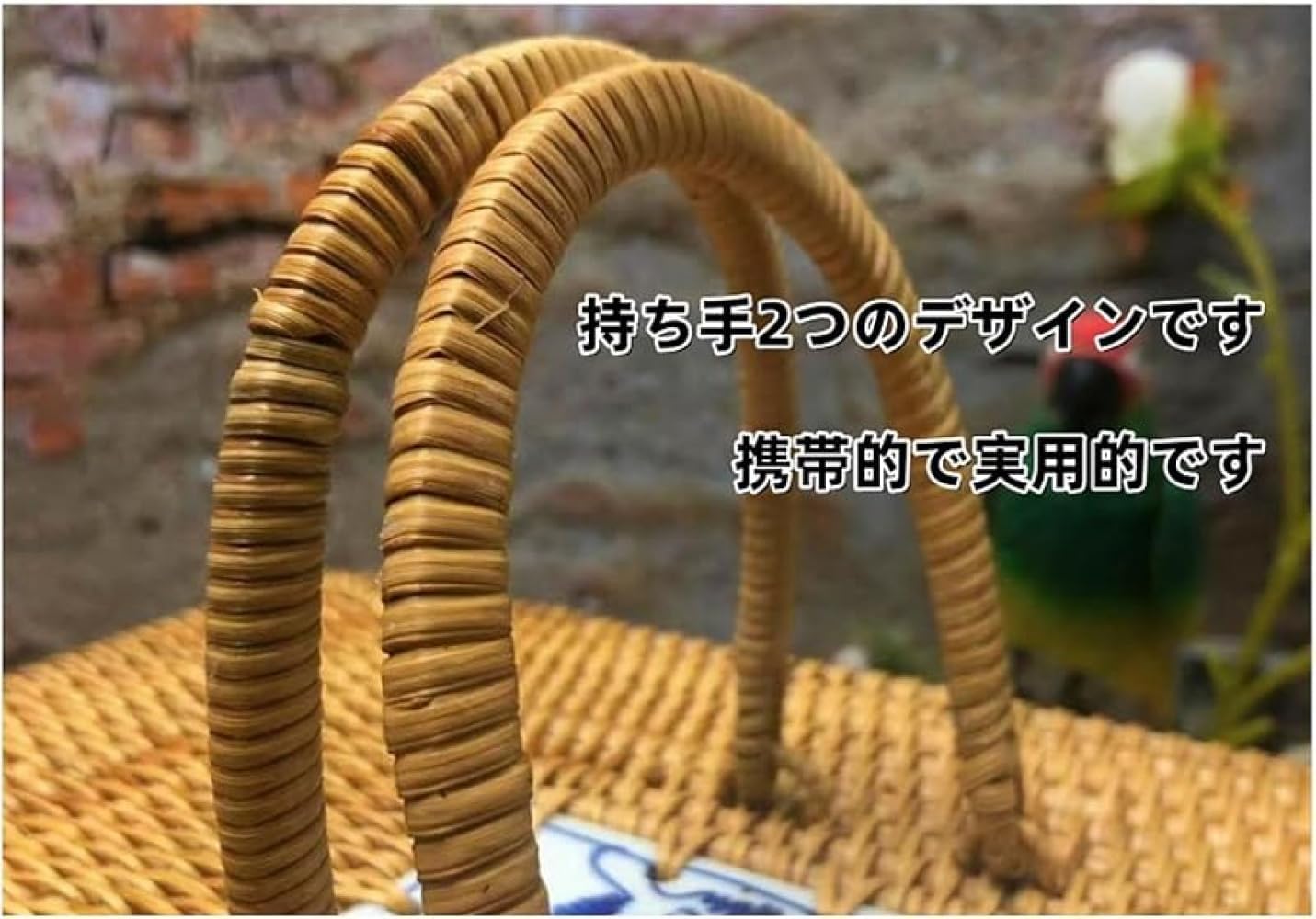 [AOBOPO]天然籐手編み収納バスケット｜蓋付き 異国民族風 高靭性防虫 家庭・アウトドア多用途 竹篭 竹かご 長方形 編まれた