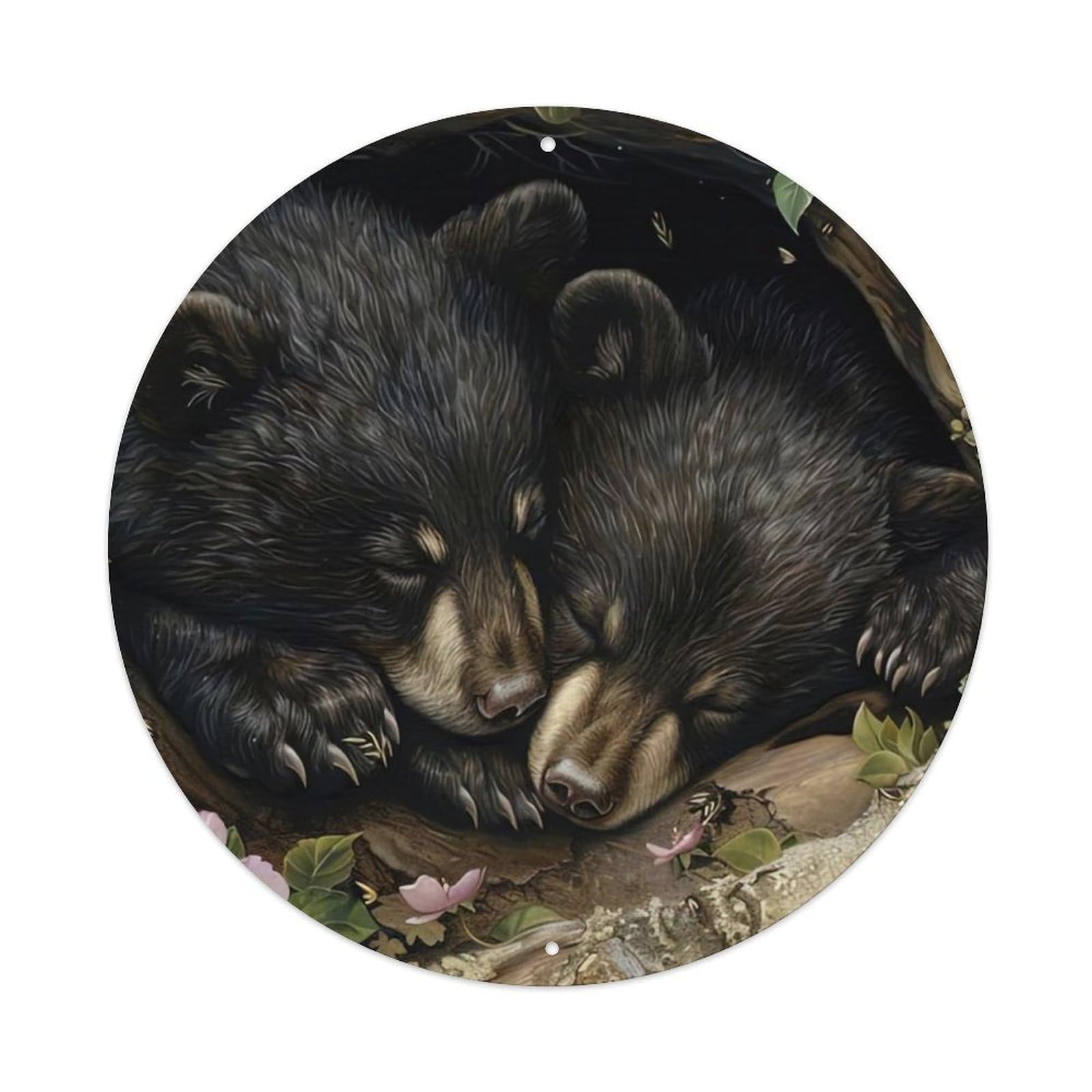 Animal Two Sleeping Bears Metal Tin Sign