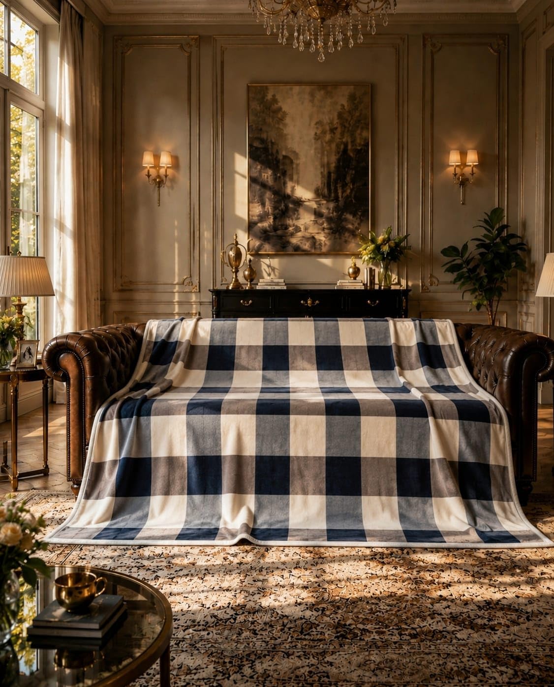 Plaid Matrimoniale 200x230 cm BOSALONI HOME – Coperta King Size XXL per Letto e Divano, Morbida e Corposa, Copriletto Decorativo Elegante, Collezione Elegance (Country Chic)