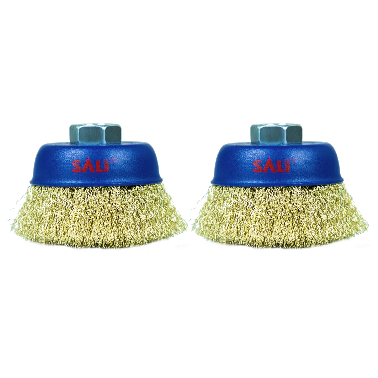 SALI 2 Pack 75 mm Wire Cup Brush 3 Inch Coarse Crimped Cup Brush for Grinders with M14 Thread for Heavy Cleaning Rust, Stripping and Abrasive, for Angle Grinder