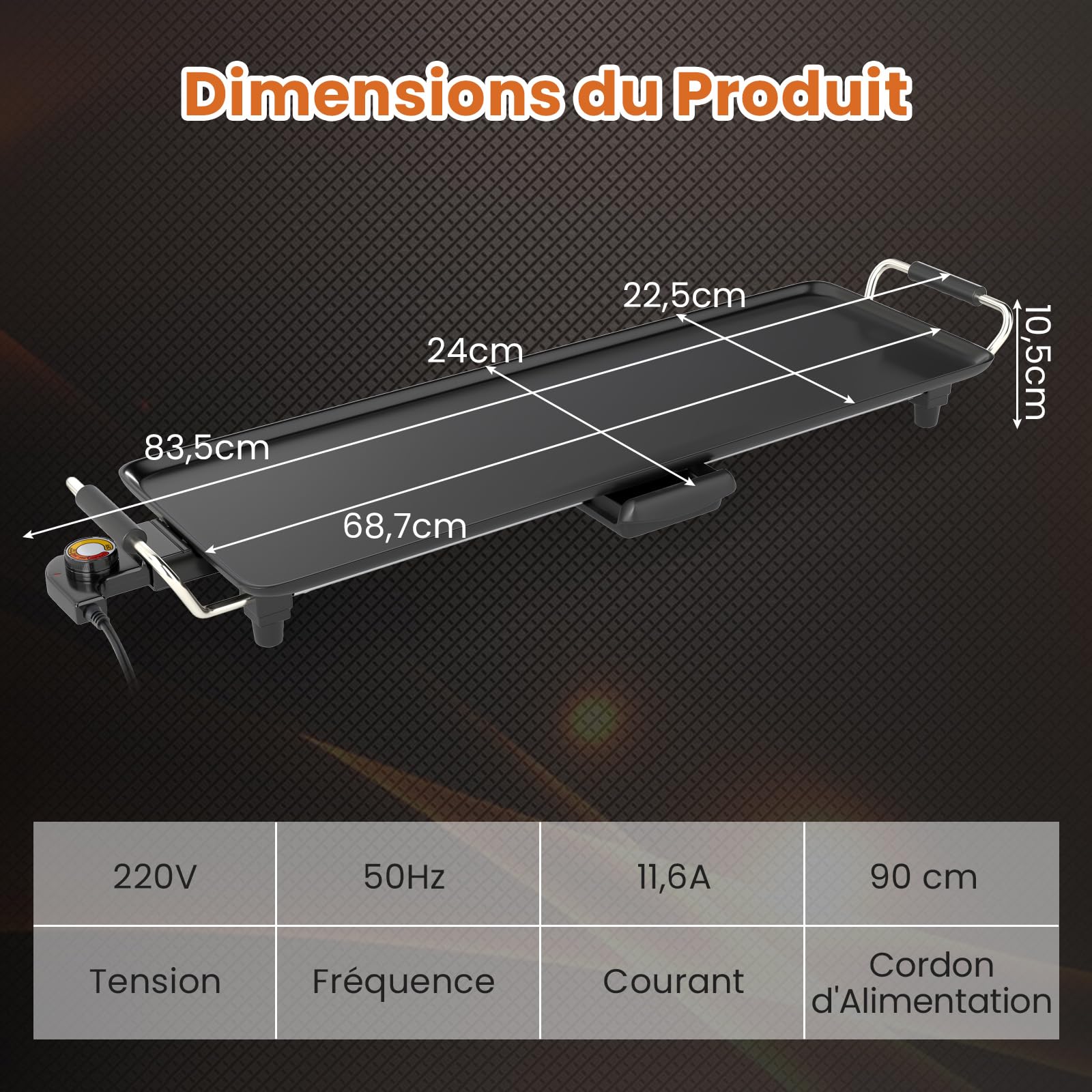 GOPLUS Plancha Électrique XXL 1400W, Thermostat Ajustable, Plancha Grille Table Antiadhésive & Lavable avec Poignée Rembourrée, Grande Capacité pour 8 Personnes (70x24CM)