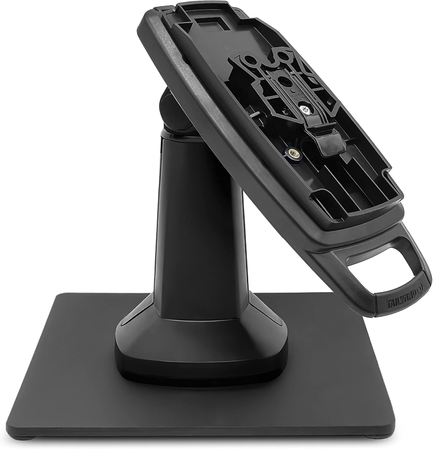 ENS Tailwind Ingenico Lane/3000/7000/8000 7" Latch and Lock Flexipole Plus Pole Mount Terminal Stand with Square Freestanding Mobility Base Plate, Black