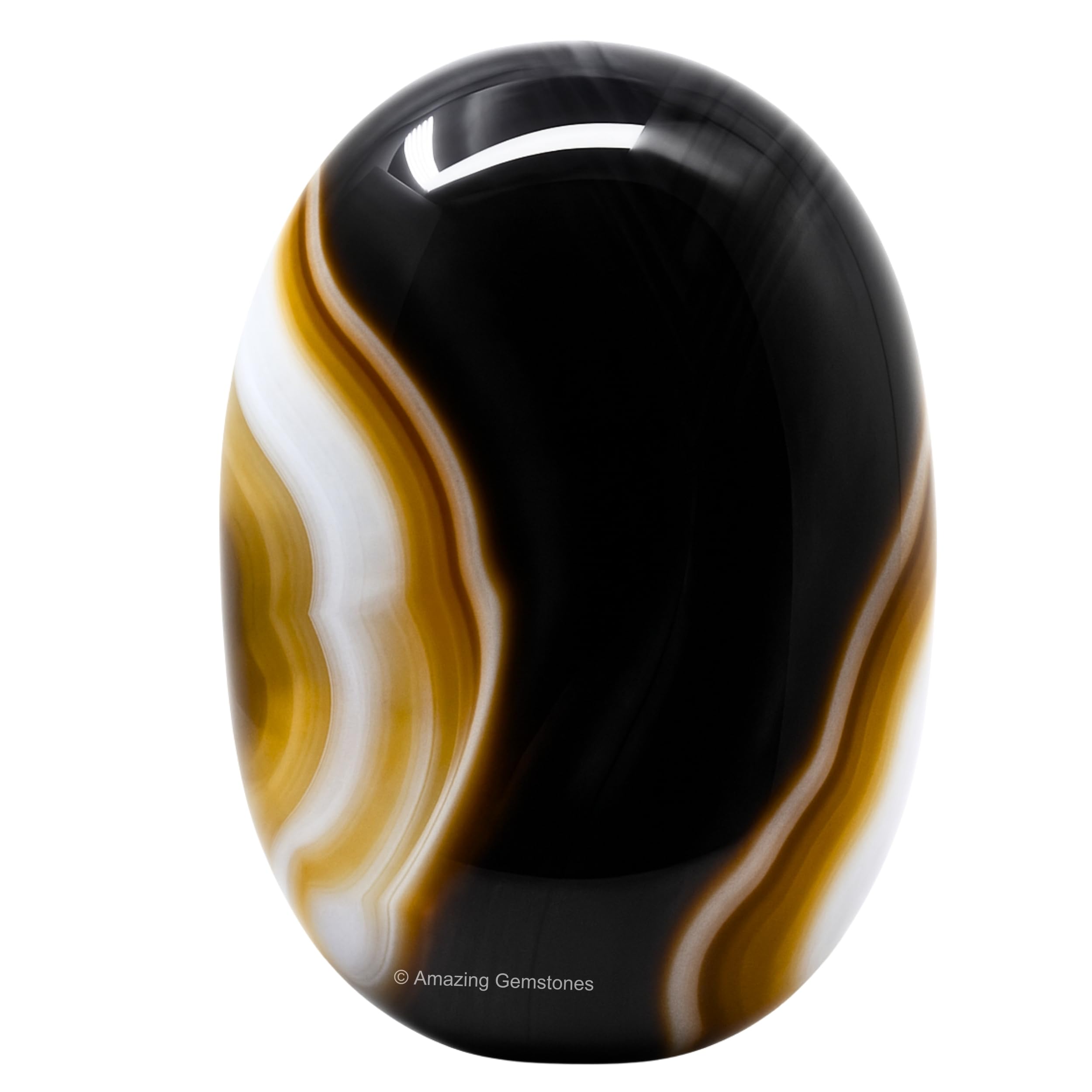 Black Onyx Crystal Palm Stone, 45-50mm Large Meditation Healing Crystal