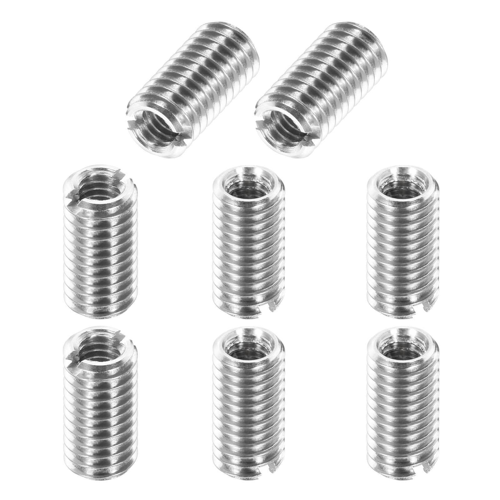 sourcing map 8Pcs 316 Stainless Steel Thread Reducing Nuts, M6x1 Male to M4x0.7 Female 12mm Long Metric Repairing Insert Nut Screw Threaded Adapters Sleeve Reducer Conversion Fastener โ image 1