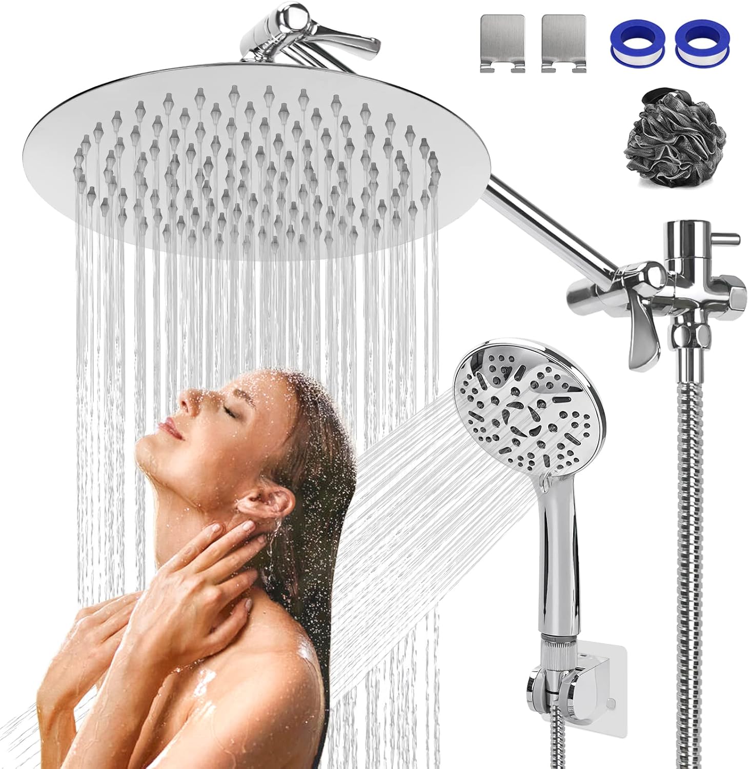 Buy Rain Shower Head, Ordenado 10 Rainfall Shower Head with Handheld, 9