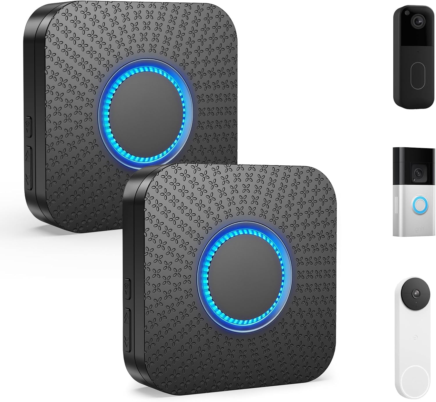 Wireless Doorbell Chime, Compatible with Ring & Blink & Google Nest Video Doorbell, Plug & Play, 2.4G WiFi, 5 Volumes, 32 Chimes, LED Indicators, Works with Alexa, for Store/Home/Office,Black